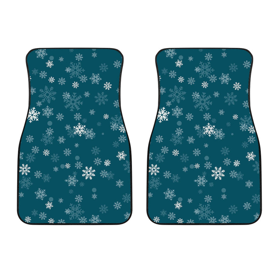 Snowflake Pattern Dark Background Front Car Mats