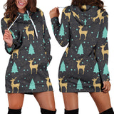 Deers Star Tree Pattern Women'S Hoodie Dress