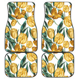 Yellow Tulips Pattern Front And Back Car Mats
