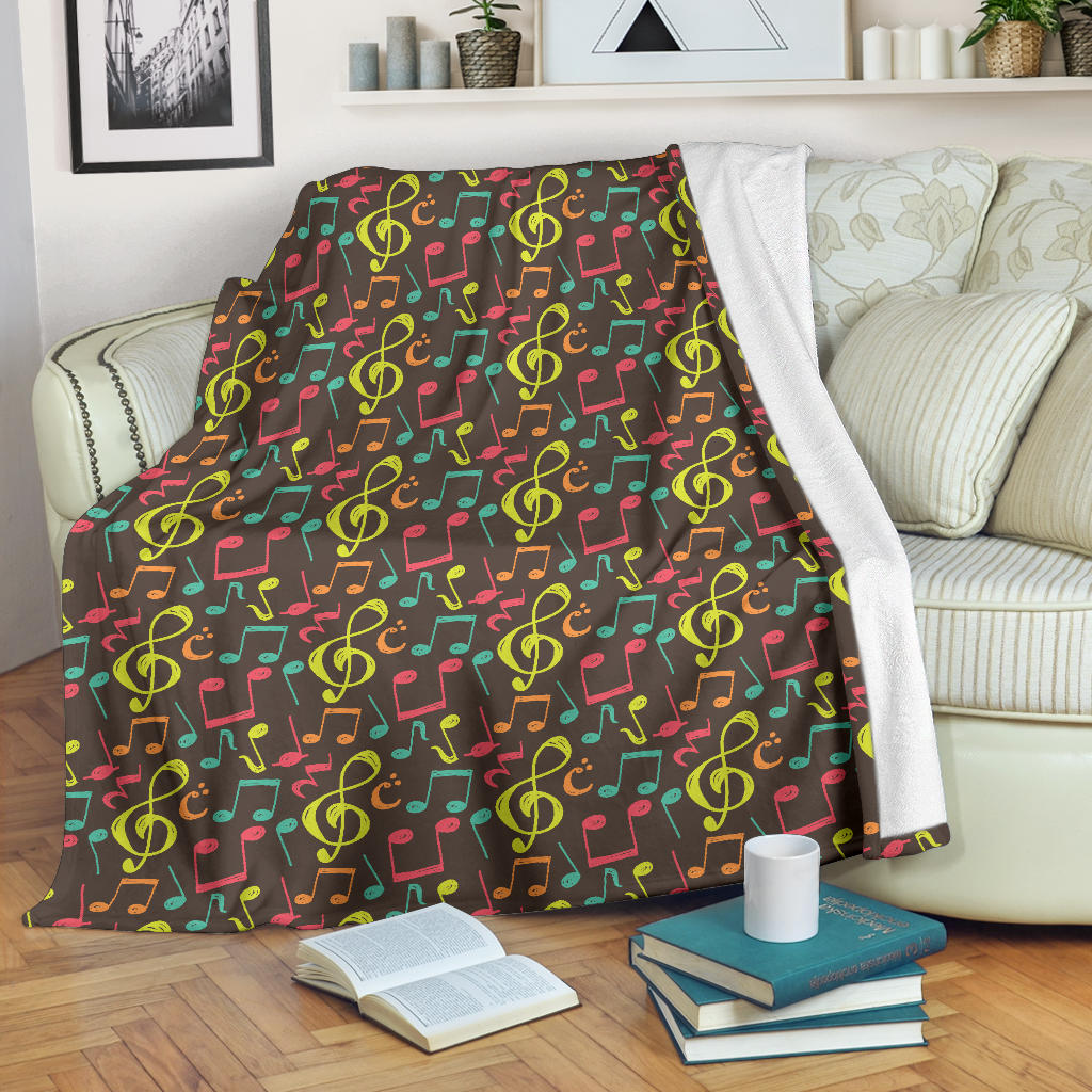 Music Notes Pattern Print Design 05 Premium Blanket