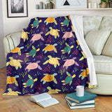 Colorful Sea Turtle Pattern Premium Blanket