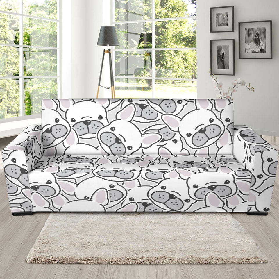 Cute French Bulldog Head Pattern Sofa Slipcover