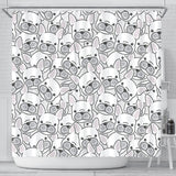 Cute French Bulldog Head Pattern Shower Curtain Fulfilled In US