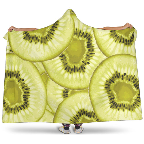 Sliced Kiwi Pattern Hooded Blanket