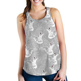 white swan gray background Women Racerback Tank Top