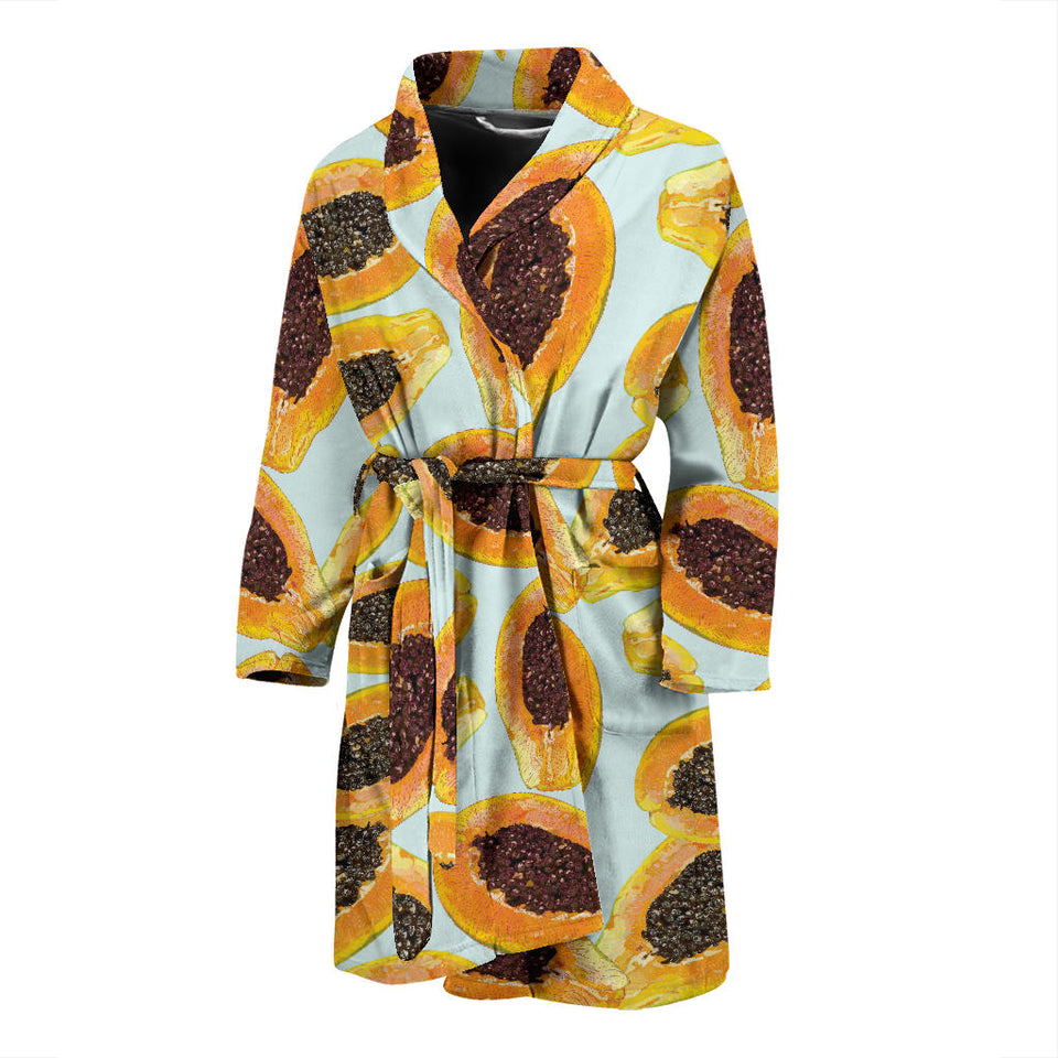 Watercolor Papaya Pattern Men'S Bathrobe