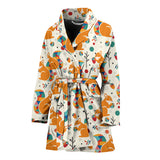 Squirrel Pattern Print Design 04 Women's Bathrobe