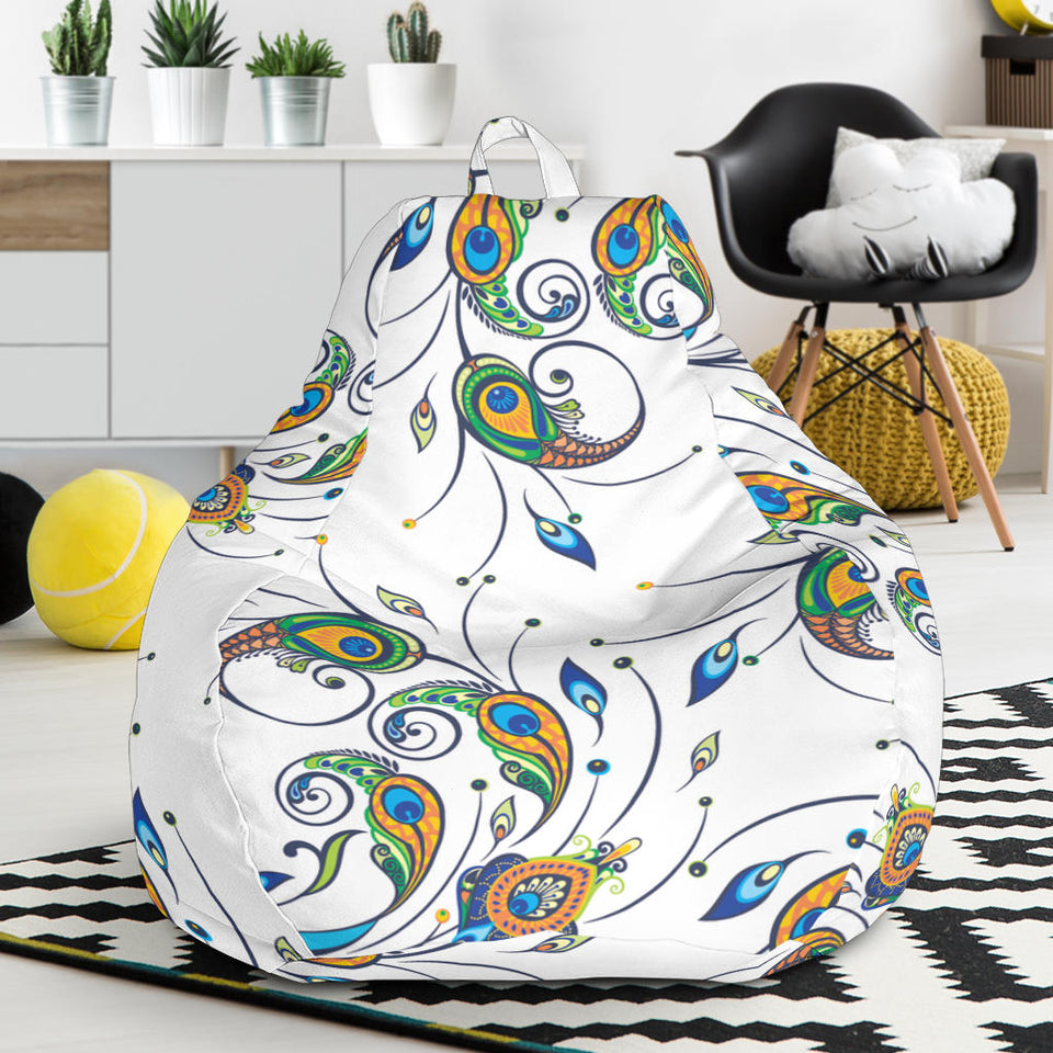 Peacock Feather Pattern Bean Bag Cover