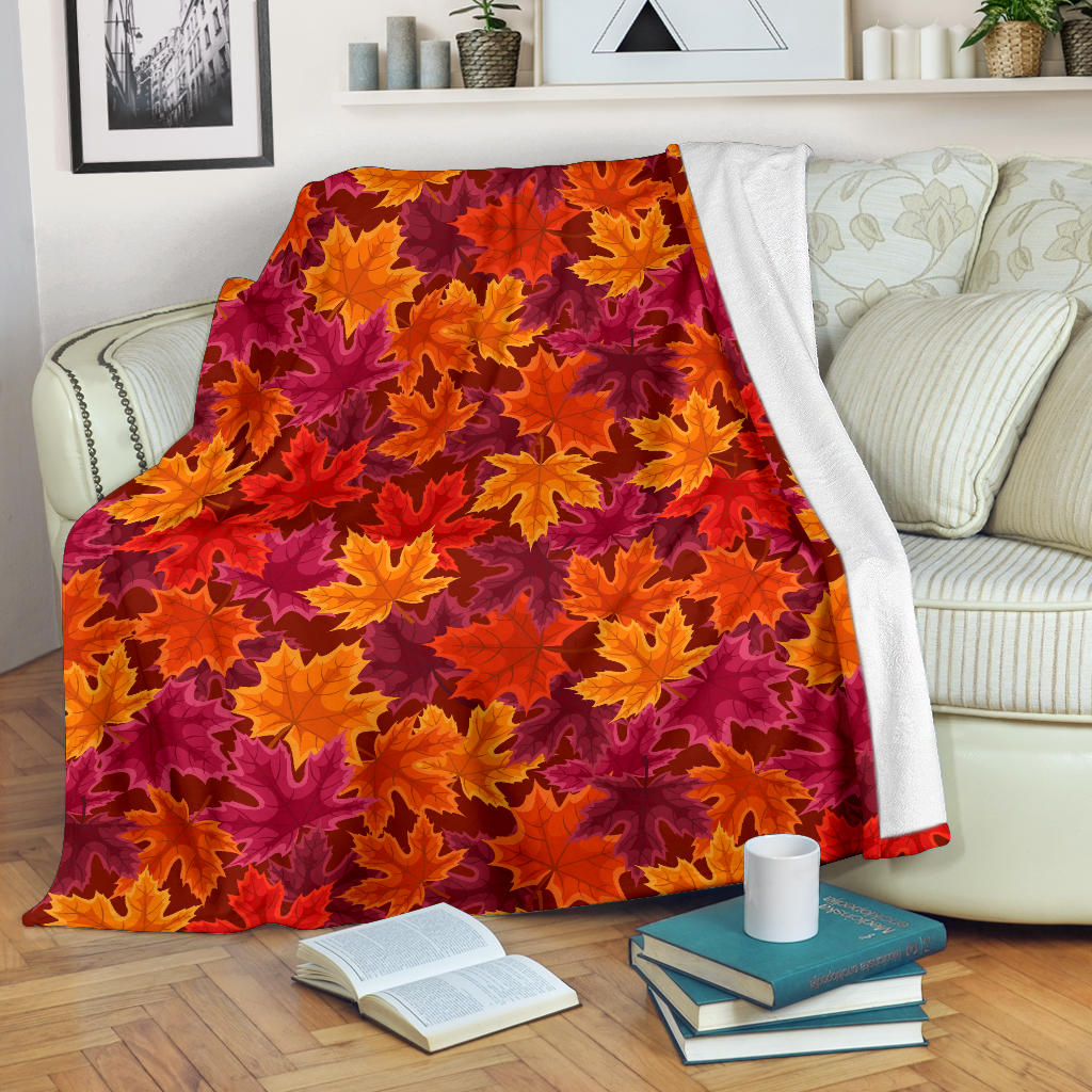 Autumn Maple Leaf Pattern Premium Blanket