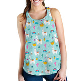 Llama alpaca cactus leaves pattern Women Racerback Tank Top