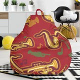 Saxophone Cornet Pattern Red Background Bean Bag Cover