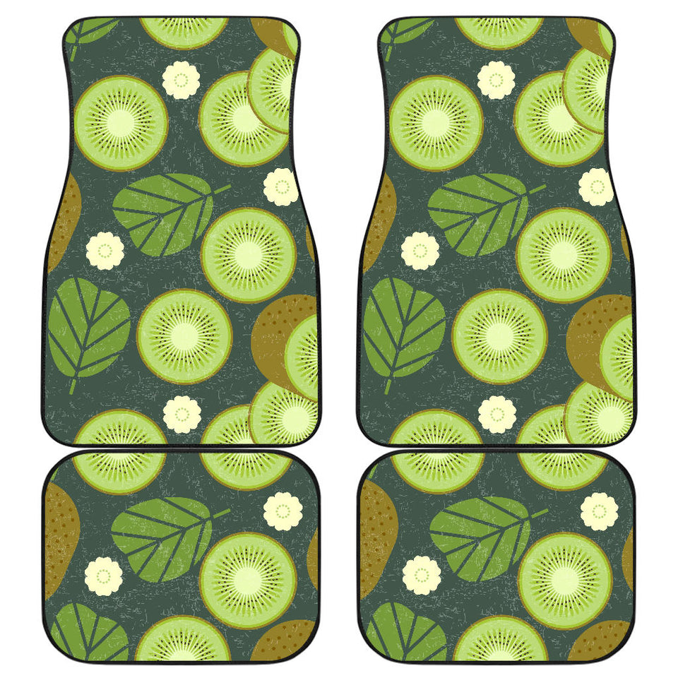 Whole Sliced Kiwi Leave And Flower Front And Back Car Mats