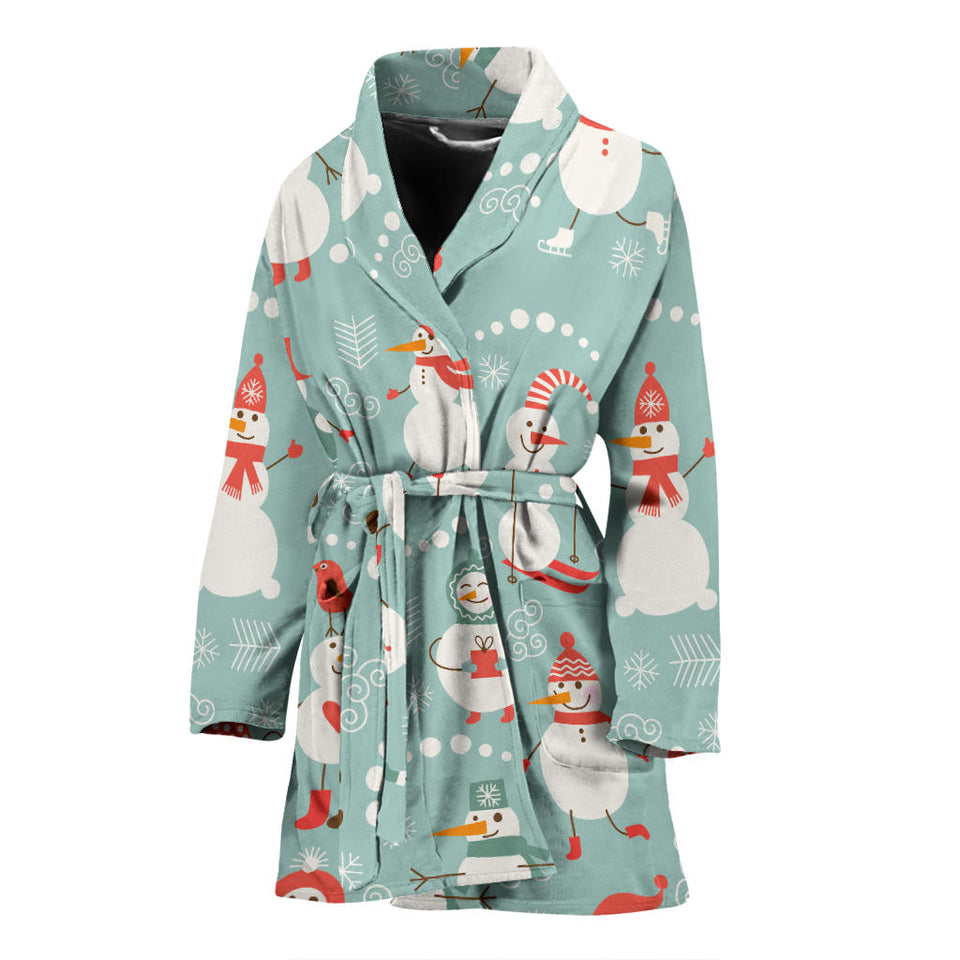 Cute Snowman Pattern Women'S Bathrobe