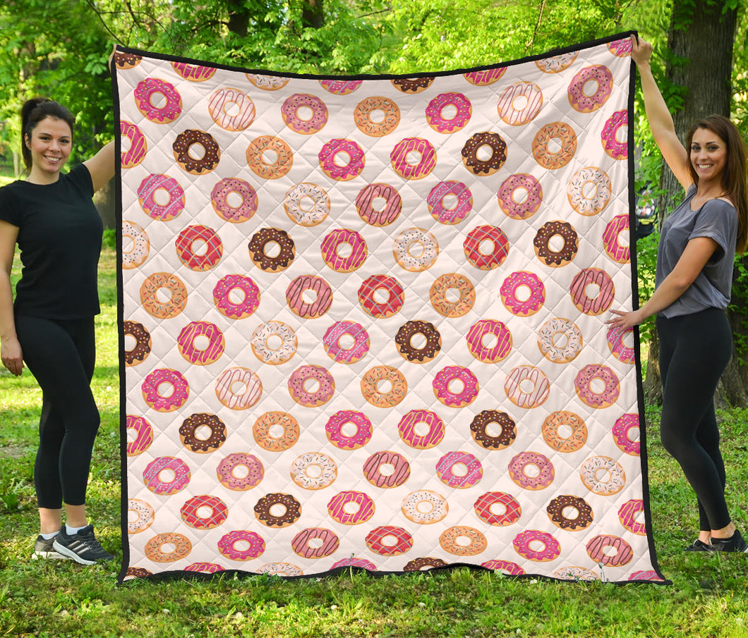 Colorful Donut Pattern Premium Quilt
