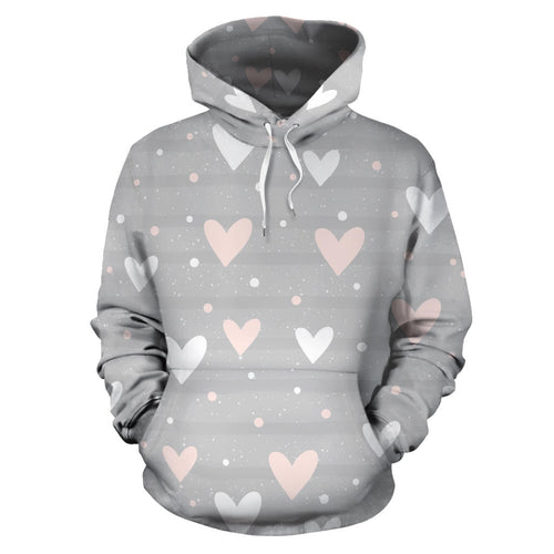 Heart Pattern Gray Background Men Women Pullover Hoodie