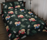 Cute sloths sleeping christmas ball santa hat pattern Quilt Bed Set