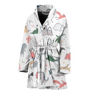 Cute Cartoon Dinosaurs Tree Pattern Women'S Bathrobe