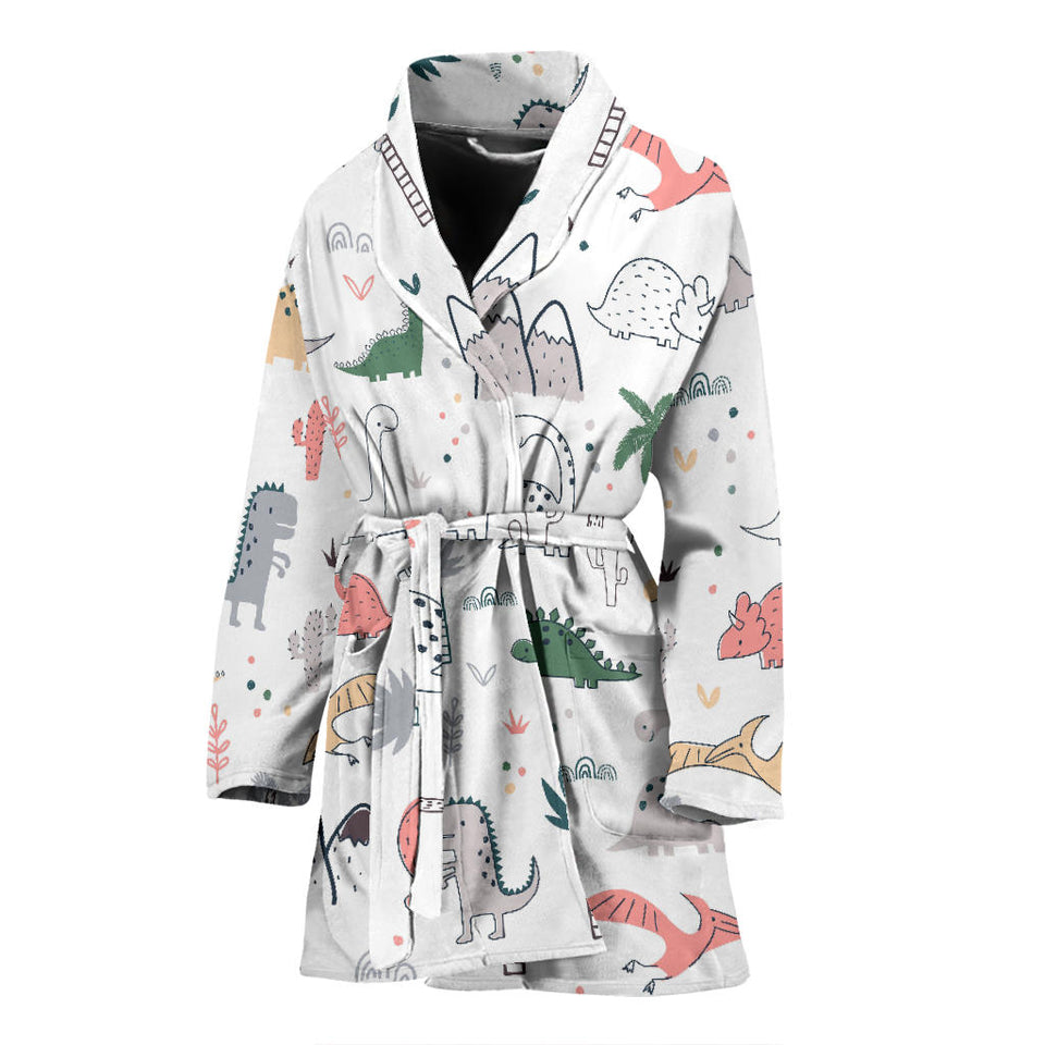 Cute Cartoon Dinosaurs Tree Pattern Women'S Bathrobe