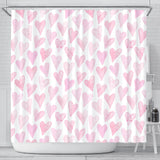 Watercolor Pink Heart Pattern Shower Curtain Fulfilled In US