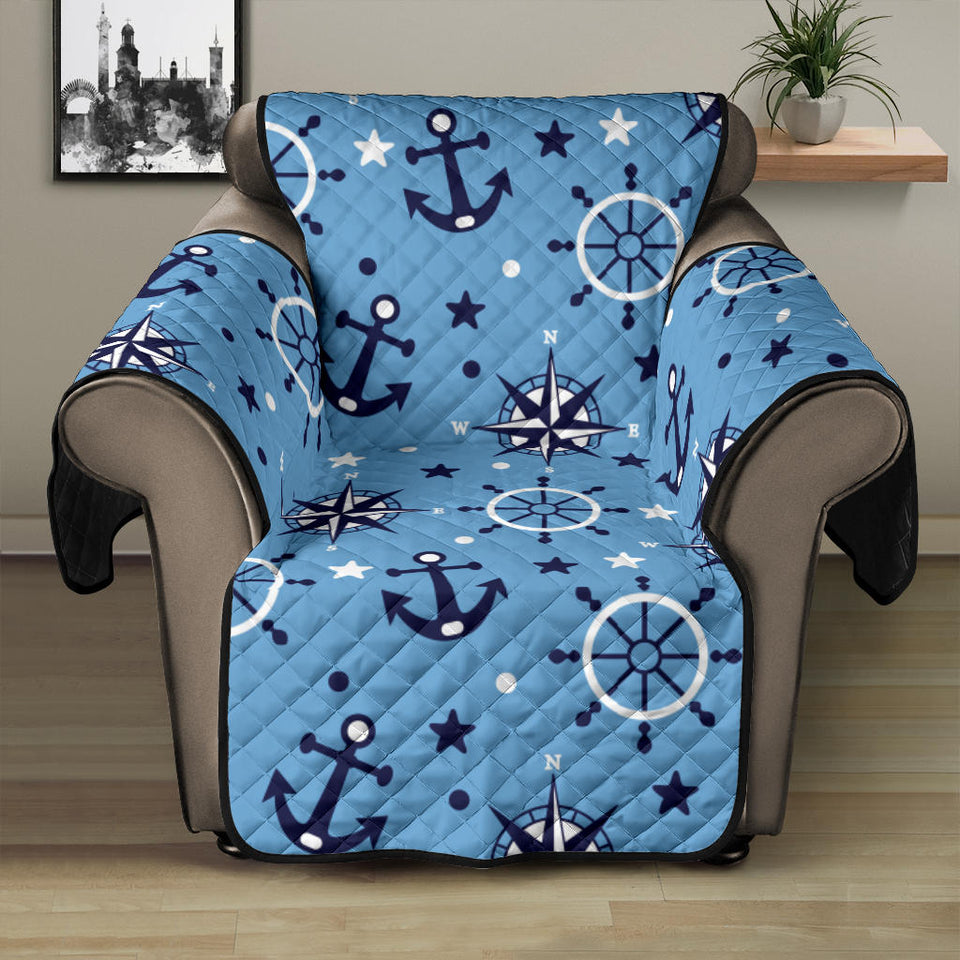 Anchors rudder compass star nautical pattern Recliner Cover Protector