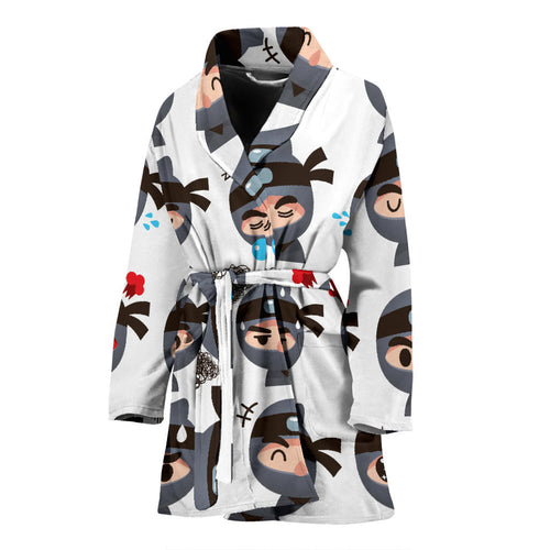 Cute Ninja Design Pattern Women'S Bathrobe