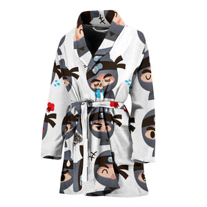 Cute Ninja Design Pattern Women'S Bathrobe