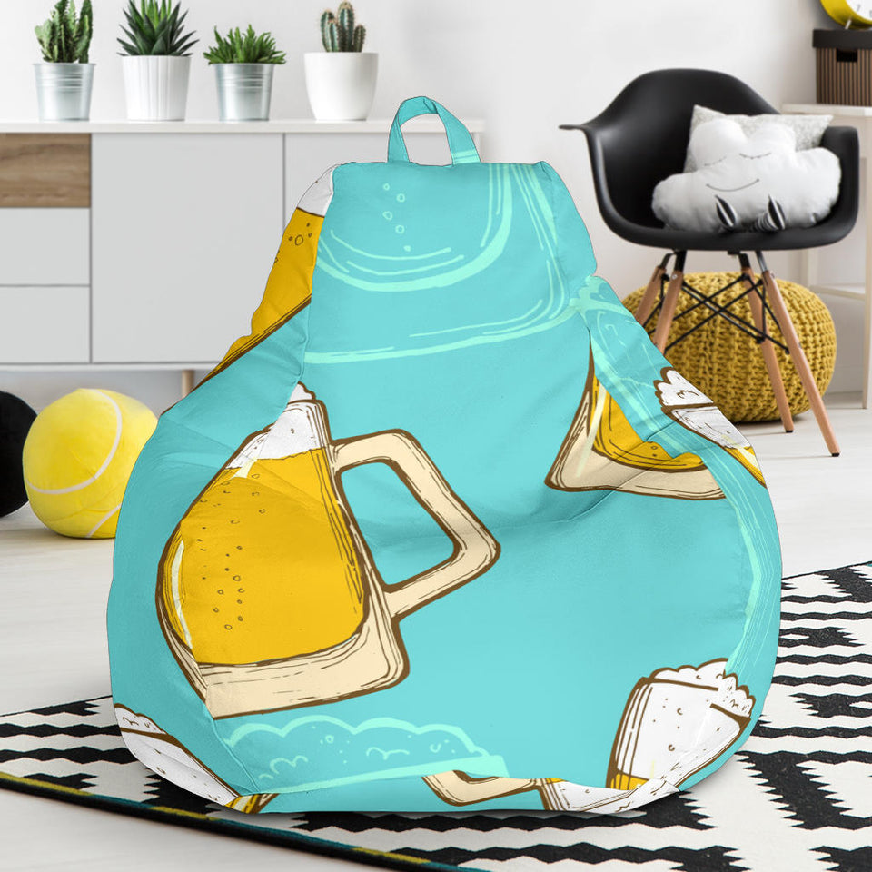 Beer Pattern Green Background Bean Bag Cover