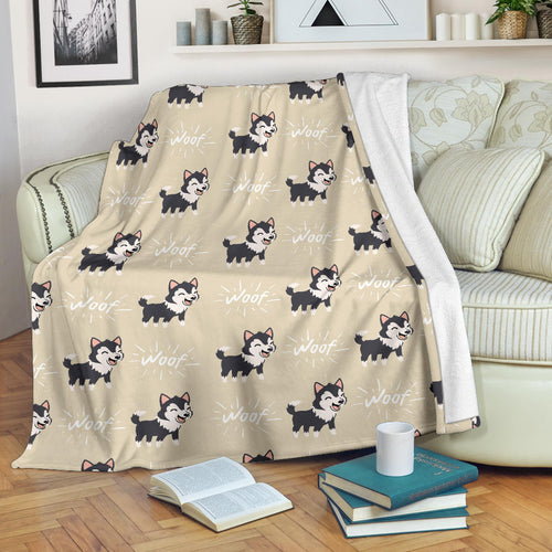 Cute Siberian Husky Premium Blanket