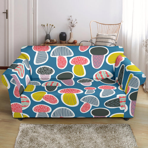 Colorful Mushroom Design Pattern Loveseat Couch Slipcover