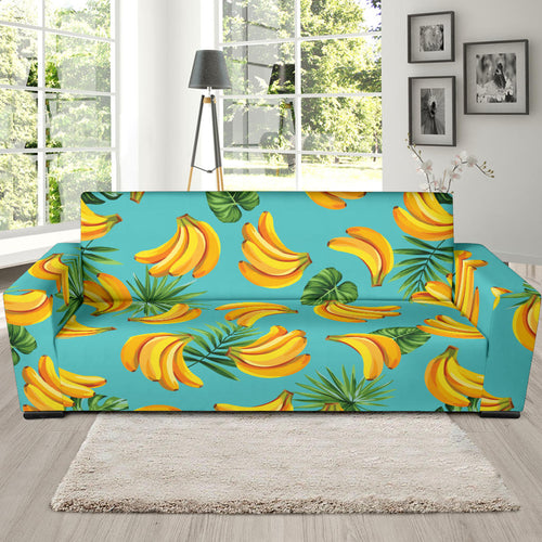 Banana Palm Leaves Pattern Background Sofa Slipcover