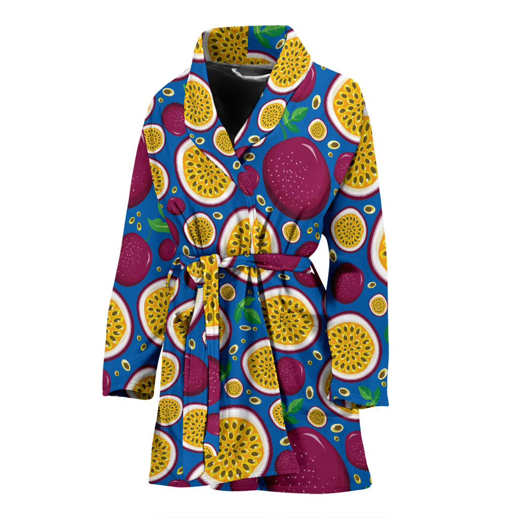 Passion Fruit Blue Background Women'S Bathrobe