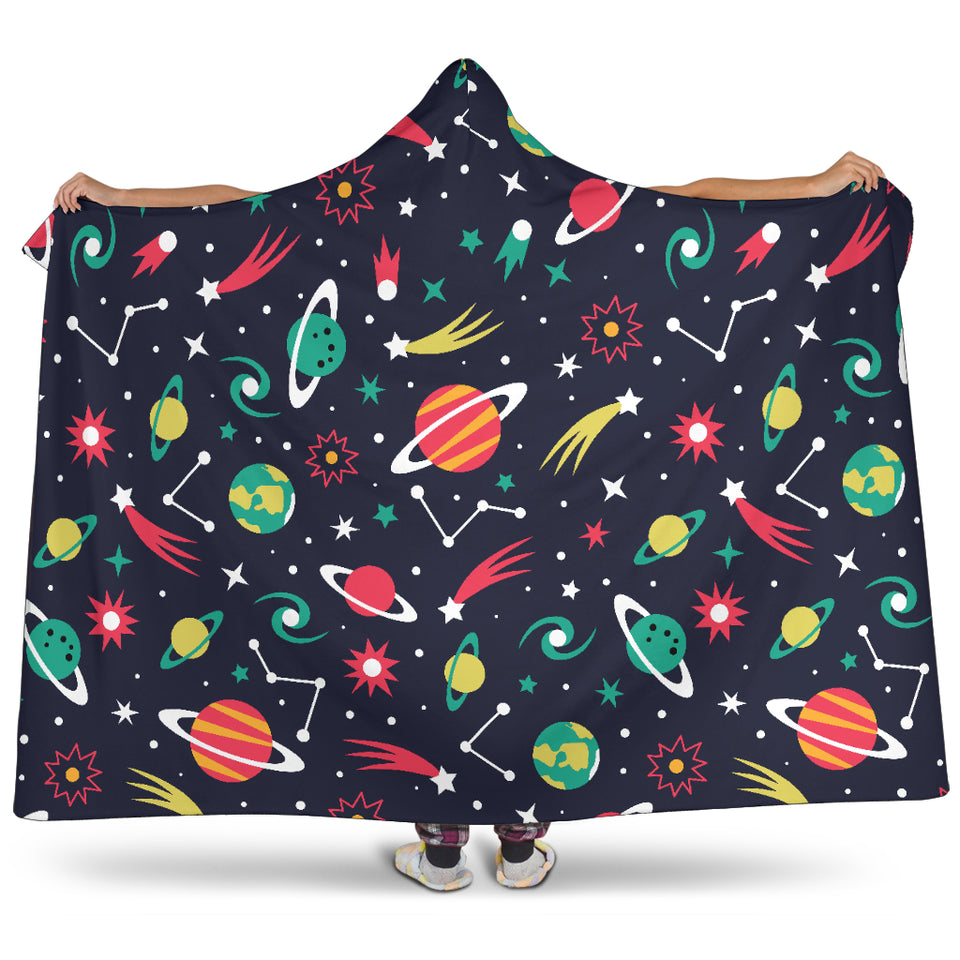 Colorful Space Pattern Planet Star Hooded Blanket