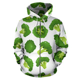 Cute Broccoli Pattern Zip Up Hoodie