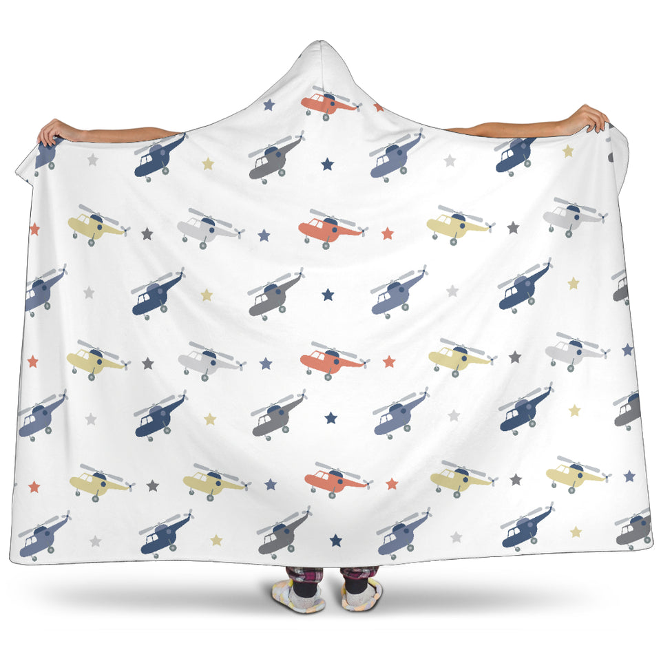 Cute Helicopter Star Pattern Hooded Blanket