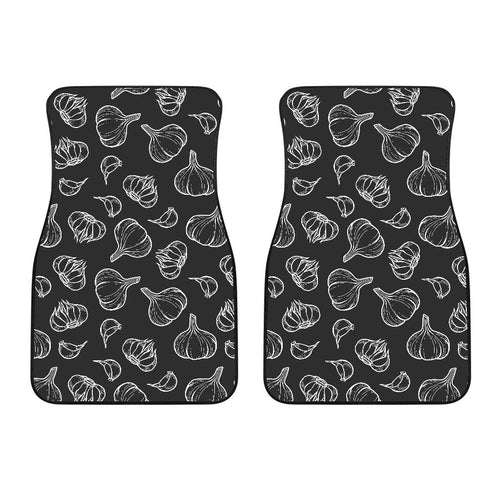Garlic Pattern Black Background Front Car Mats