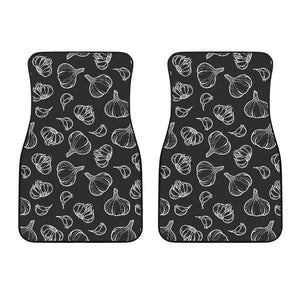 Garlic Pattern Black Background Front Car Mats