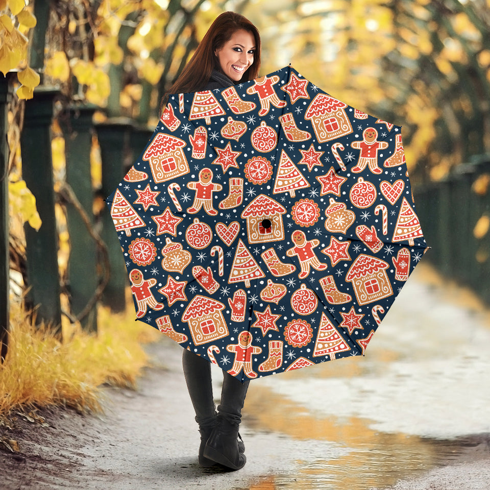 Christmas Gingerbread Cookie Pattern Umbrella