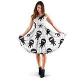 Ninja Pattern Plaid Background Sleeveless Midi Dress