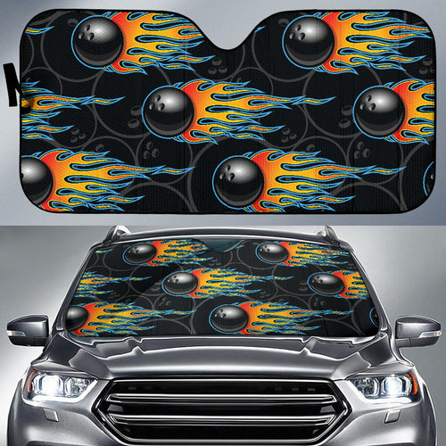 Bowling Balls Flame Pattern Car Sun Shade