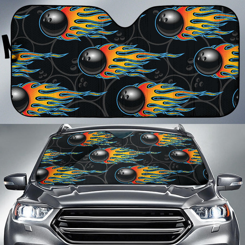 Bowling Balls Flame Pattern Car Sun Shade
