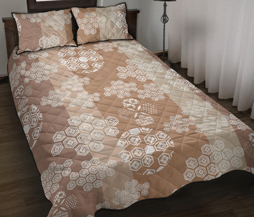 Beautiful hexagon japanese  pattern Quilt Bed Set
