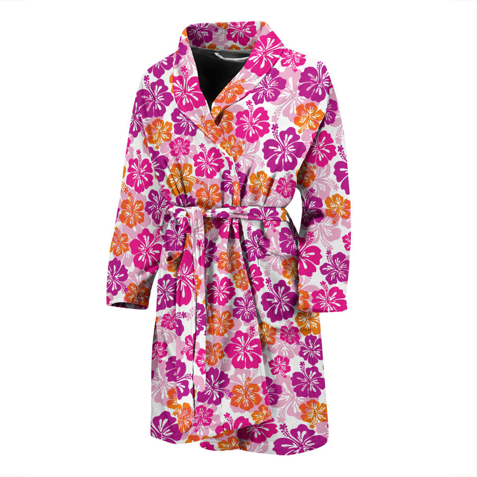 Hibiscus Pattern Print Design 01 Men's Bathrobe
