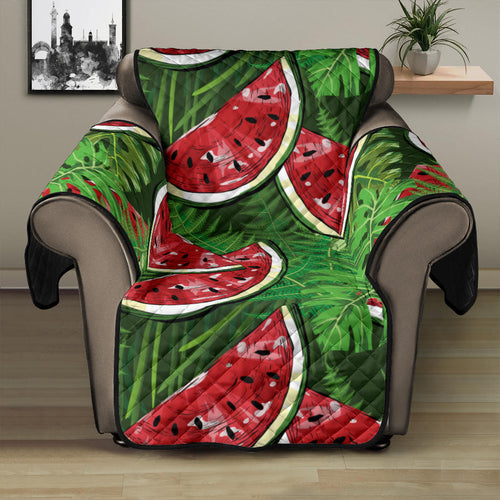 Watermelons tropical palm leaves pattern background Recliner Cover Protector