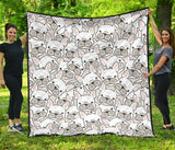 Cute French Bulldog Head Pattern Premium Quilt