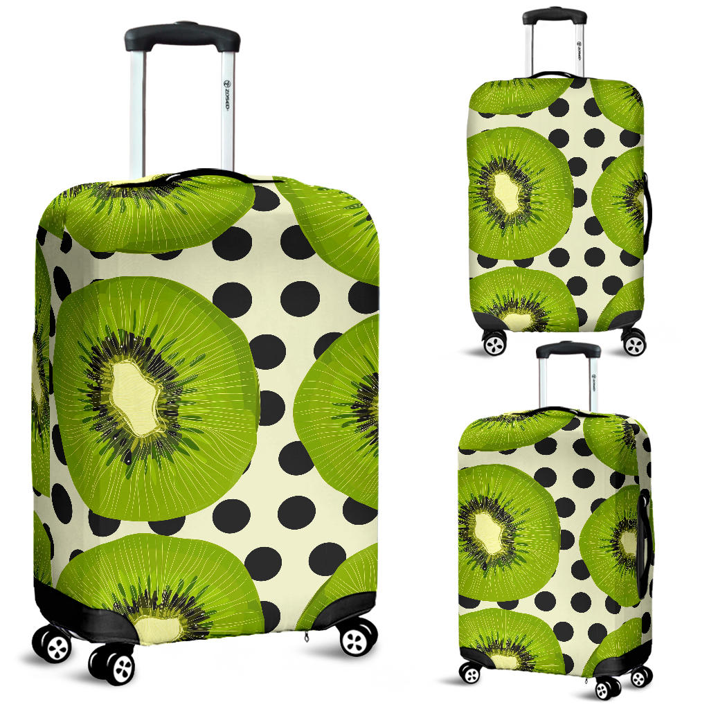 Kiwi Black Dot Background Luggage Covers