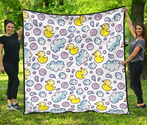 Duck Toy Pattern Print Design 01 Premium Quilt