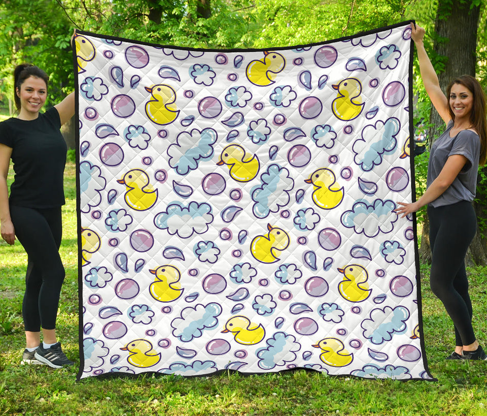 Duck Toy Pattern Print Design 01 Premium Quilt