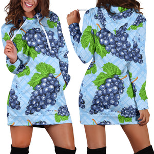 Watercolor Grape Pattern Women'S Hoodie Dress