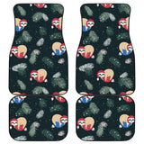 Cute Sloths Sleeping Christmas Ball Santa Hat Pattern Front And Back Car Mats