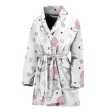 Cute Poodle Dog Star Pattern Women'S Bathrobe